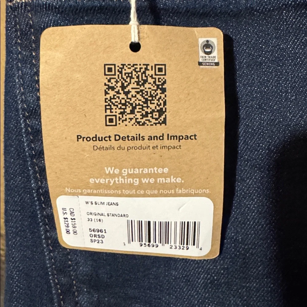Patagonia W’s  Jeans 👖 original standard . 33x29 NWT - Picture 7 of 10